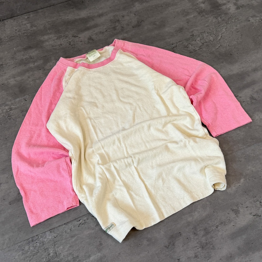 Vintage VTG Y2K 2000's 00's Hemp Cotton Pink Cream Raglan T-Shirt